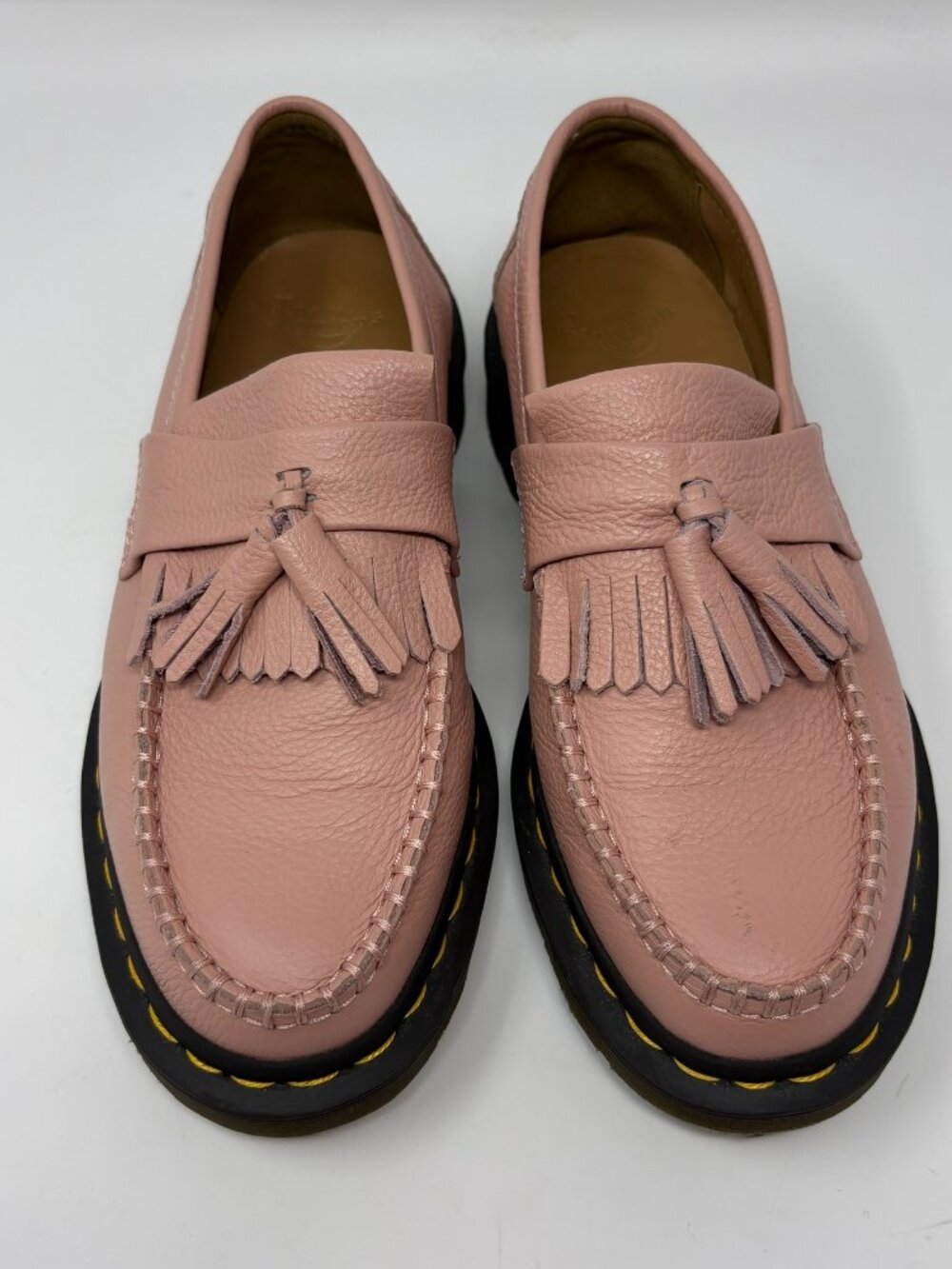 Dr. Martens Adrian Virginia Leather Tassel Loafers in Neutral Light Pink Size 7 - Picture 5 of 10